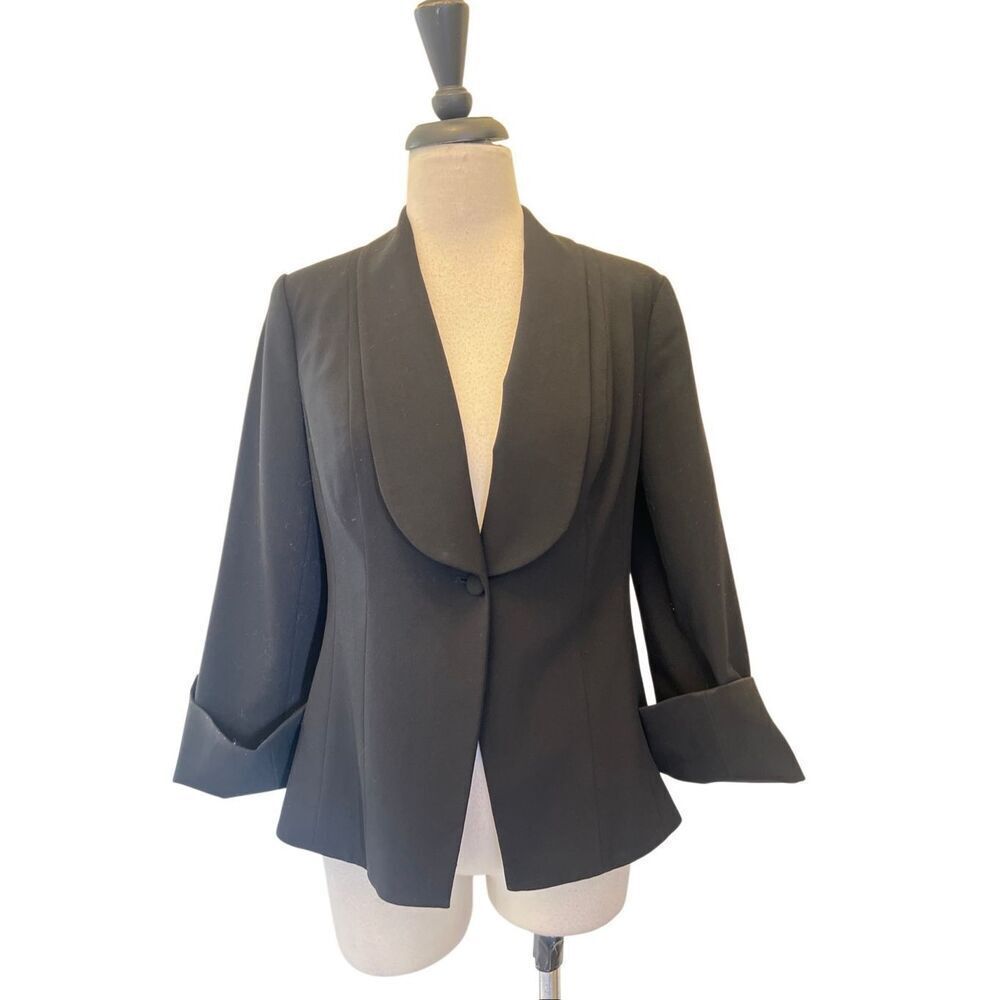 Vicky Tiel Vintage Women's Single Breasted One Button Blazer Jacket Black Size 4